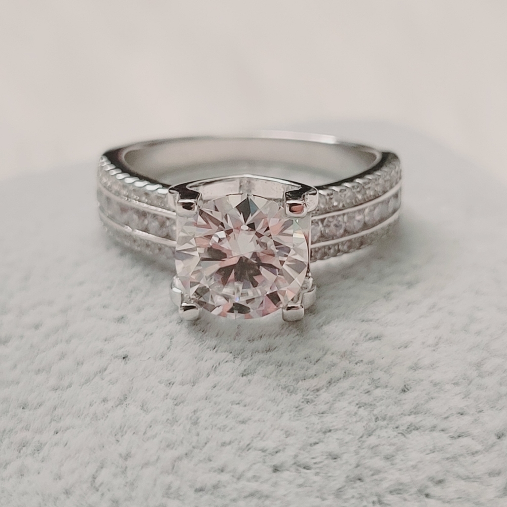 8mm Sterling Moissanite Engagement Ring